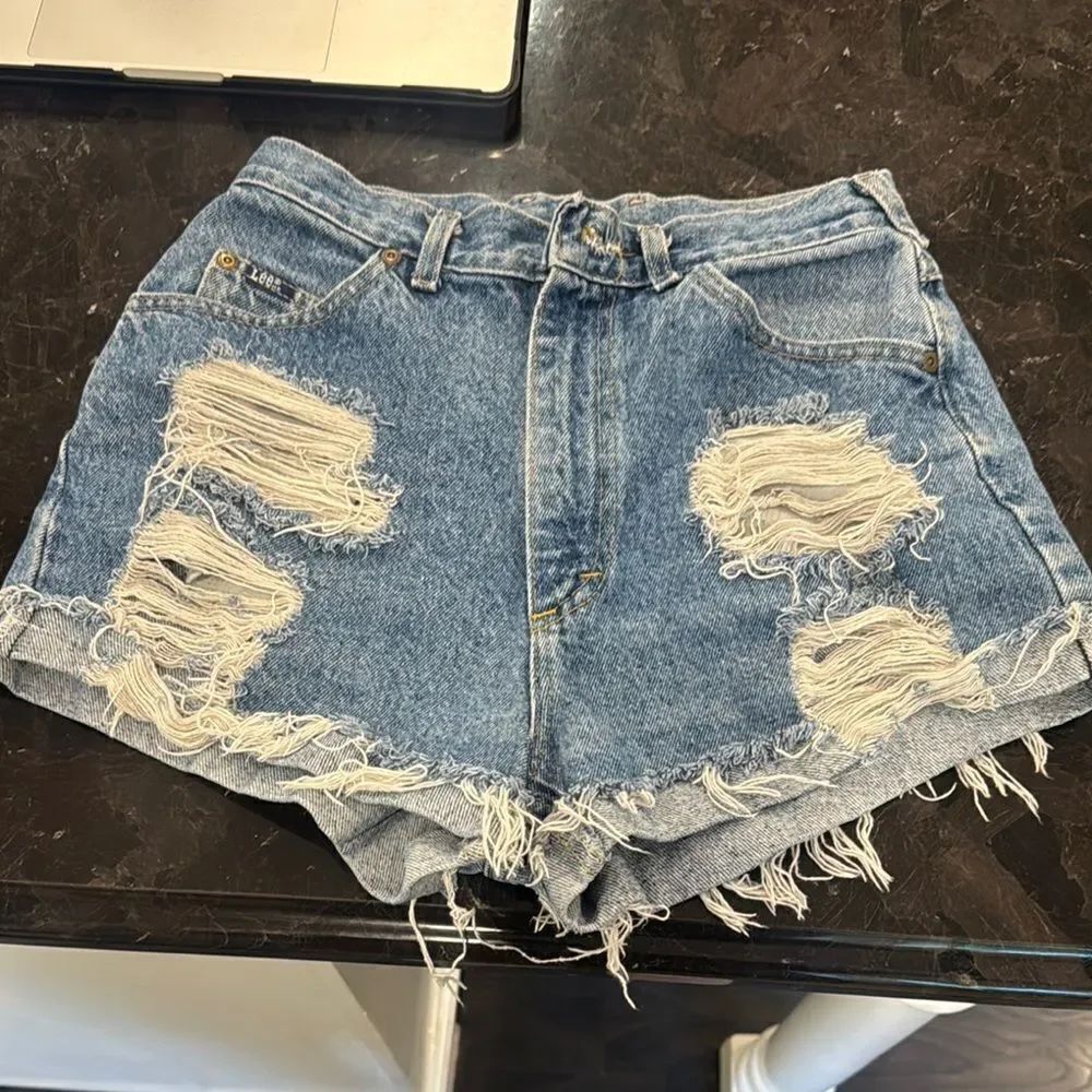 Vintage Lee Blue Distressed Jean Shorts